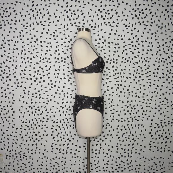 Onia Black Floral Print Underwire Top And Belted High Waist Bikini Swim Set - Picture 6 of 9